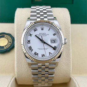 2023 Rolex Datejust 36 Fluted / White / Roman / Jubilee