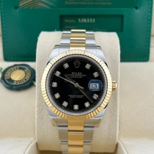 2020 Rolex Datejust 41 Two-Tone / Fluted / Black / Diamond-Set / Oyster