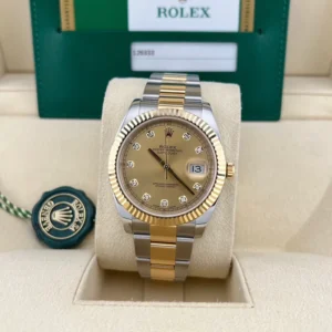 2018 Rolex Datejust 41 Two-Tone / Fluted / Champagne / Diamond-Set / Oyster