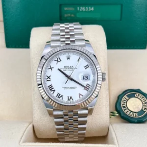 2023 Rolex Datejust 41 Fluted / White / Roman / Jubilee